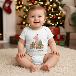 Body Cute Woodland Animals Baby First Christmas Pink 1