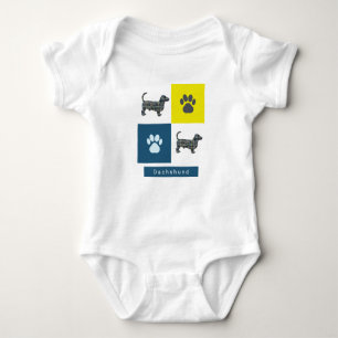 Body Dachshund Chien & Paw Yellow & Blue Grid