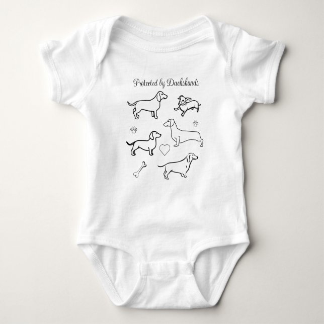 Body Dachshund Chiens Animaux Doodle Funny Noir et blan (Devant)