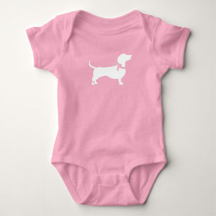 Body Dachshund Wiener Chien Baby shower fille rose