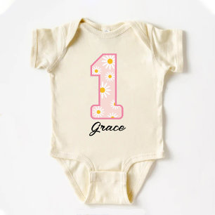 Body Daisy Flower Retro Boho 1er anniversaire