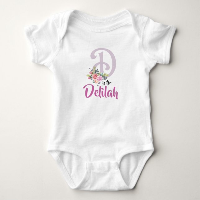 Body Delilah Nom Baby Outfit Lettre D Romper Floral (Devant)