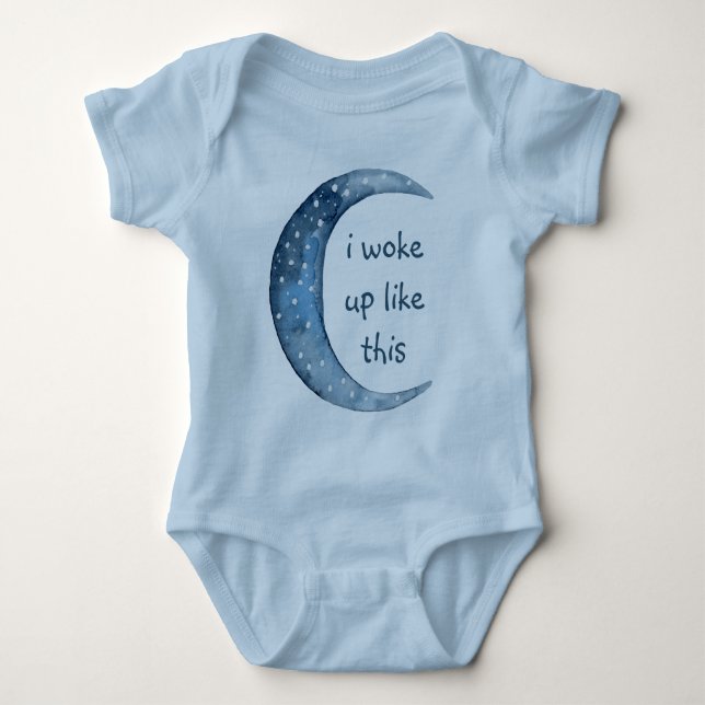 Body Demi-lune bleue | Petit bébé texte personnalisé (Devant)