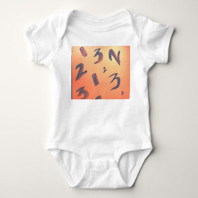 Body Des numéros orange pour costume bébé. (Devant)