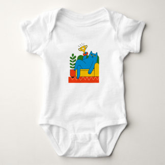 Body Design - Blue Cat Trophy Lounger - T-Shirt Baby 