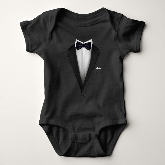 Body Design Tuxedo avec Blue Bowtie Pour Mariages et Sp (Devant)