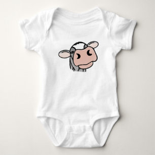 Body dessin animé vache noir blanc rose baiser gris ani