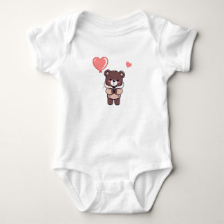 Body dessin d'ours bébé tenant ballon en forme de coeur