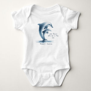 Body Dolphin Mère Bébé Bleu Aquarelle personnalisée
