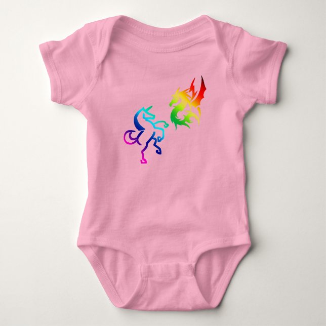 Body Dragons et licornes arc-en-ciel Bodysuit bébé (Devant)