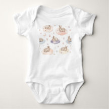 Dreamy Bunny Clouds Baby Bodysuit | Sleeping Bunny