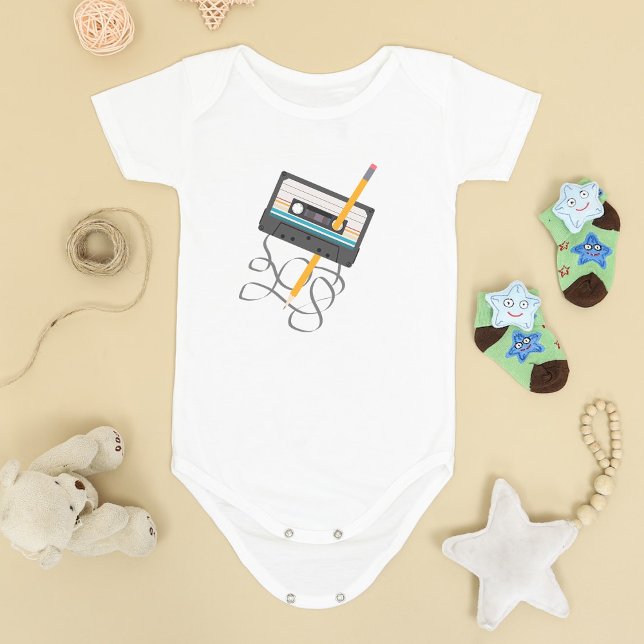 Body Drôle 80s Musique Retro Cassette Bande (Funny 80s Music Retro Cassette Tape Baby Bodysuit)