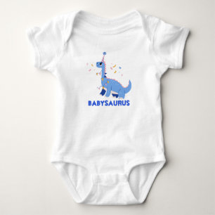 Body Drôle Aquarelle Bleu Dinosaure T-Rex Personnalisé