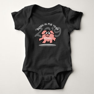 Body Drôle Cartoon Pink Pig personnalisé Bébé personnal