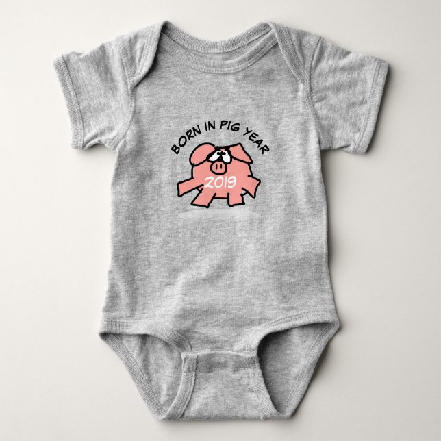 Body Drôle dessin animé Cochon rose Nouveau bébé 2019 (Devant)