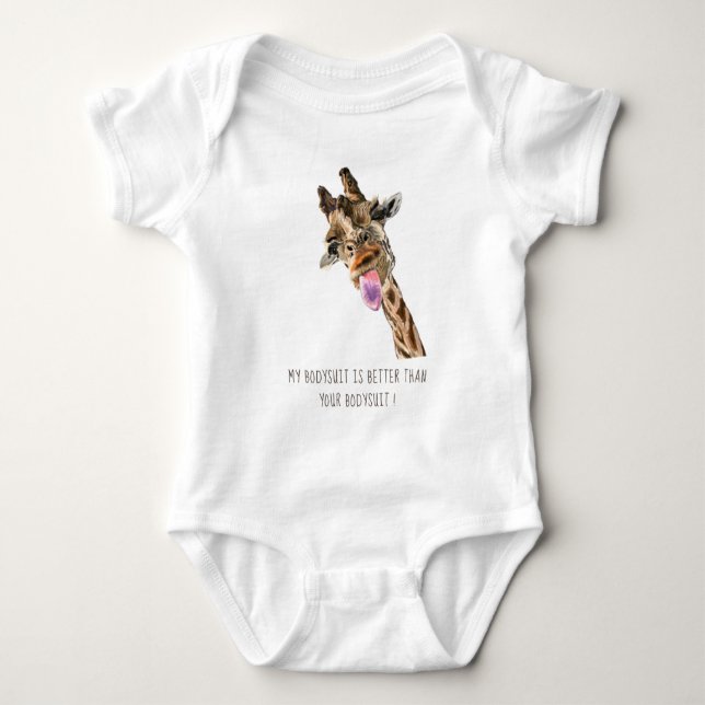 Body Drôle Giraffe Bodysuit bébé - Texte personnalisé (Devant)