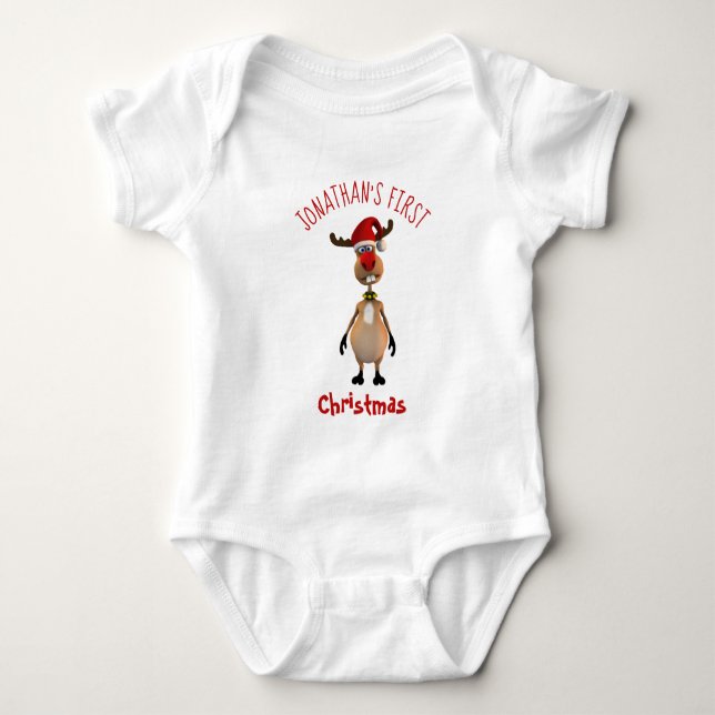 Body Drôle mignon Rindeer maladroit Premier Noël (Devant)
