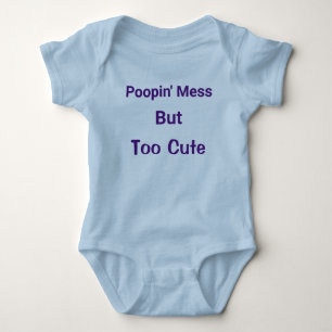 Body Drôle Poopin Mess Trop mignon Bleu Bébé Garçon Nou