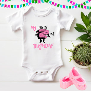 Body Drôle rose numéro deux de la combinaison pour bébé