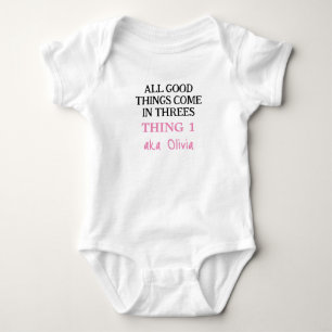 Body Drôle Triplets Tenue Avec Nom, Fille Personnalisée