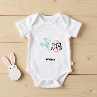Body Easter Blue Bunny Personalized Baby Bodysuit