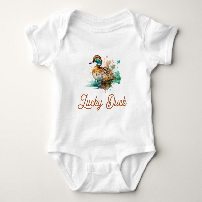 Body Elégant Baby shower de canard de mer vert encadré (Devant)