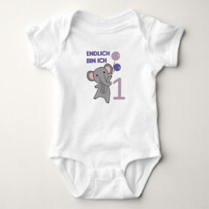 Body Eléphant 1er anniversaire pour bébés mignons anima