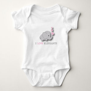 Body Eléphant de bébé rose et gris