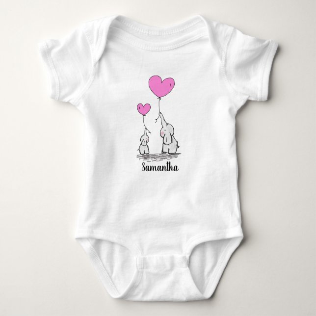 Body Elephant Love Design Baby Shirt Bodysuit (Devant)