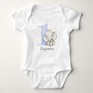Body Eléphant mignon 1er Anniversaire Bodysuit bébé