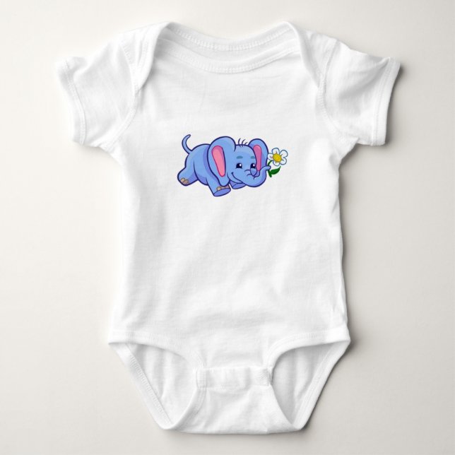 Body Eléphant mignon avec Fleur, Bodysuit bébé (Devant)
