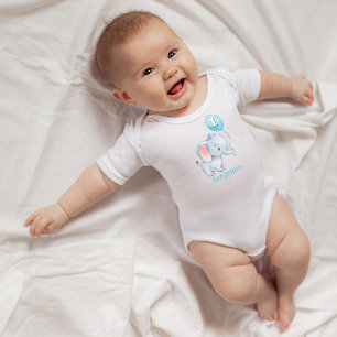 Body Eléphant mignon bébé avec ballon 1er anniversaire