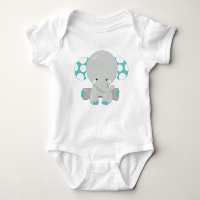 Body Eléphant mignon, petit éléphant - gris bleu (Devant)