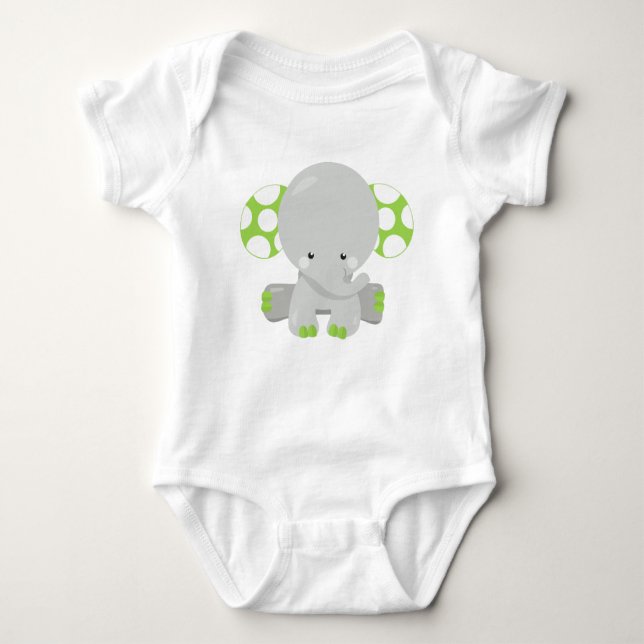 Body Eléphant mignon, petit éléphant - gris vert (Devant)