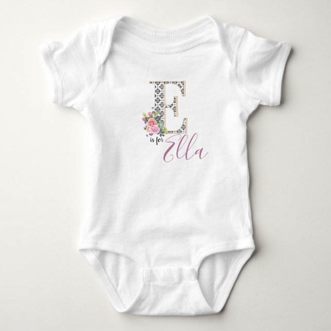 Body Ella Nom Baby Outfit Lettre E Romper Floral Girl (Devant)