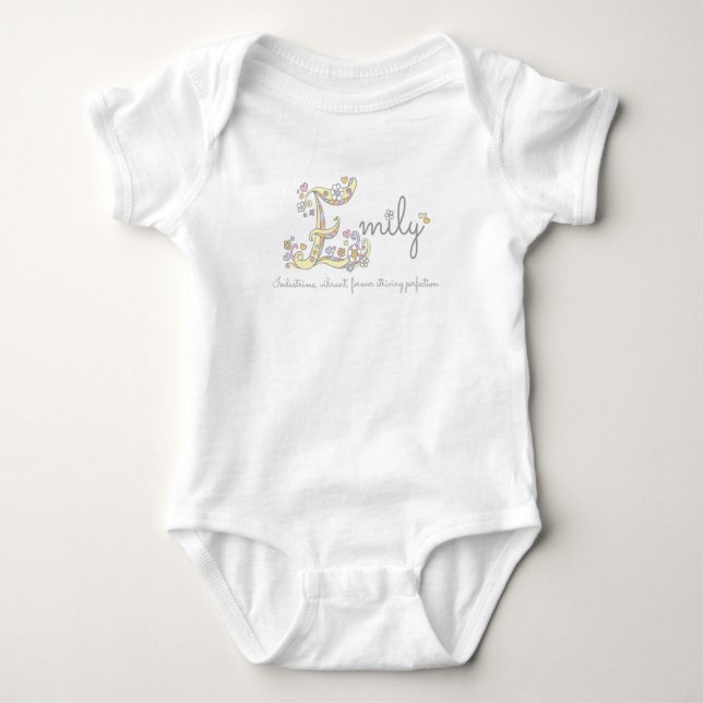 Body Emily filles nom et sens coeurs vêtements bébé (Devant)