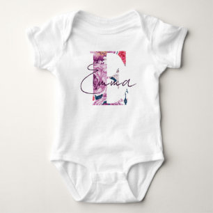 Body Emma Baby Name Flower Script Vintage Floral E Girl