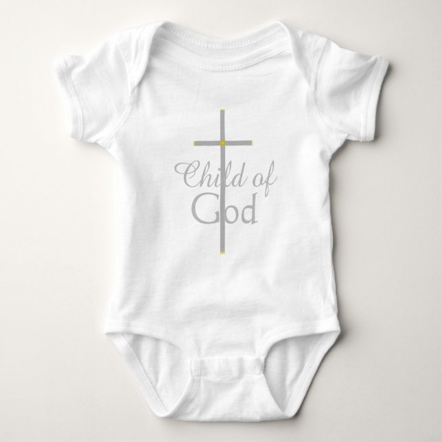 Body Enfant de Dieu Croix d'or en argent Chemise bébé (Devant)