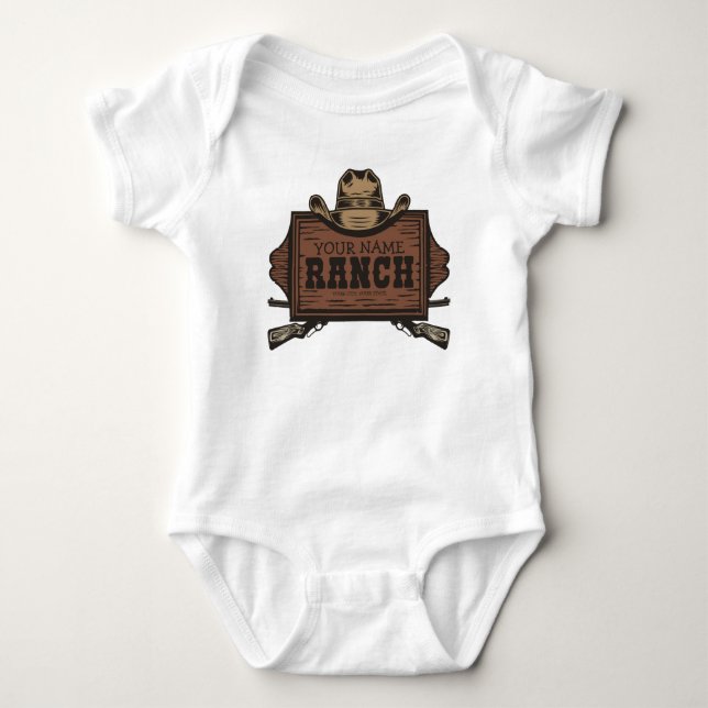 Body Enseigne de ranch western personnalisée NOM Cowboy (Devant)