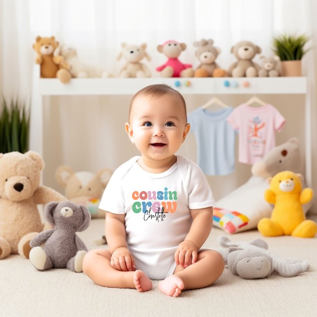 Body Équipage de cousins Groovy personnalisé (Groovy Cousin Crew Personalized Baby Bodysuit)