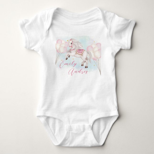 Body Fairytale baby Pony rose ballons fille anniversair (Devant)