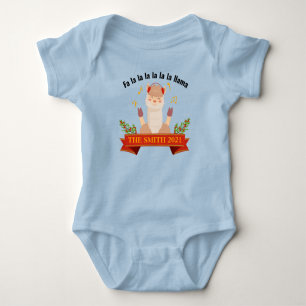 Body Famille Llama de Noël personnalisée avec bébé
