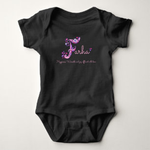 Body Farha Girls nom et sens F monogramme bébé romper