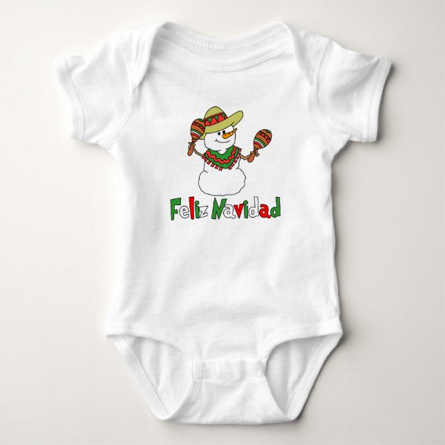 Body Feliz Navidad Dessin Snowman Sombrero Maracas (Devant)