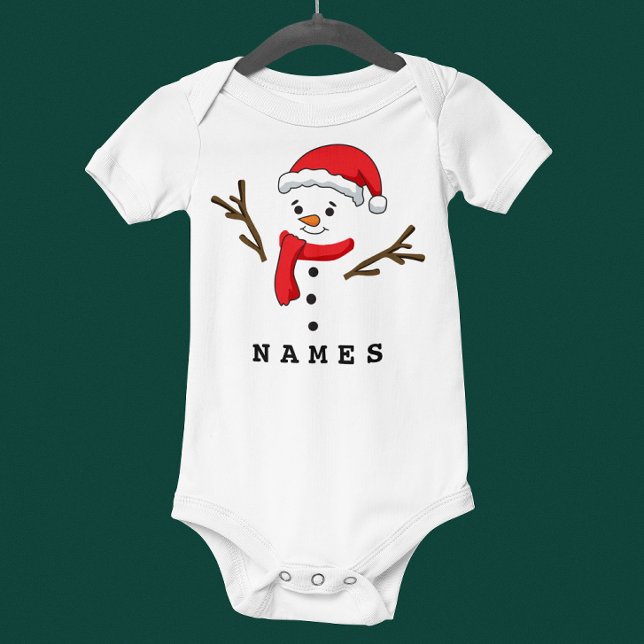 Body Fête de Noël personnalisée Funny Snowman (Personalized Christmas Festive Funny Snowman Baby Bodysuit)
