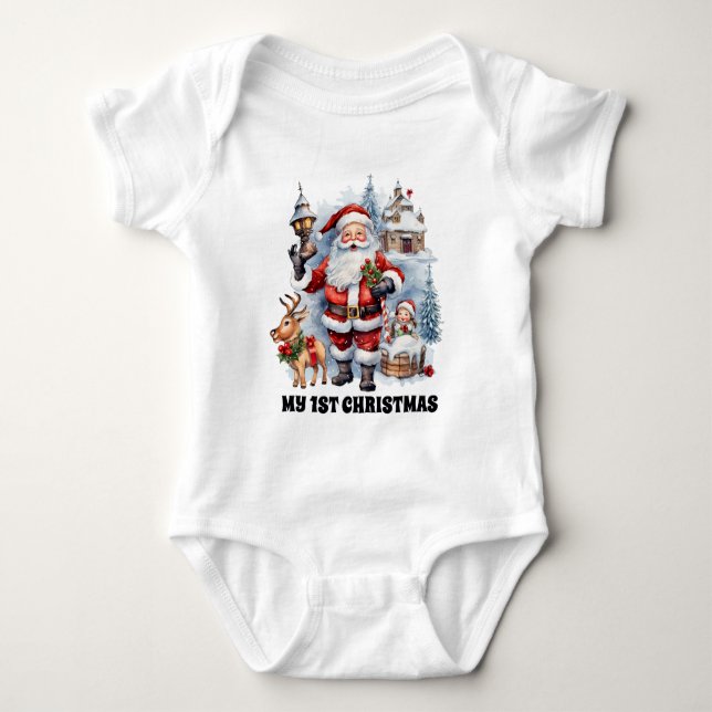 Body fête Noël Père Noël ajouter texte aquarelle (Devant)
