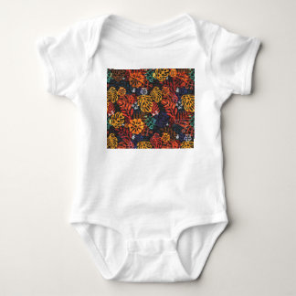 Body Feuilles exotiques sur denim, impression transpare