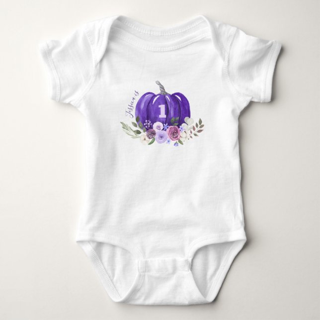 Body Fille 1er Halloween Anniversaire Purple Citrouille (Devant)
