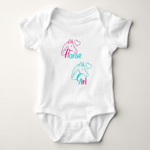 Body Fille au Cheval en Rose et Turquoise
