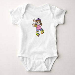 Body Fille comme patineur avec patins et casque